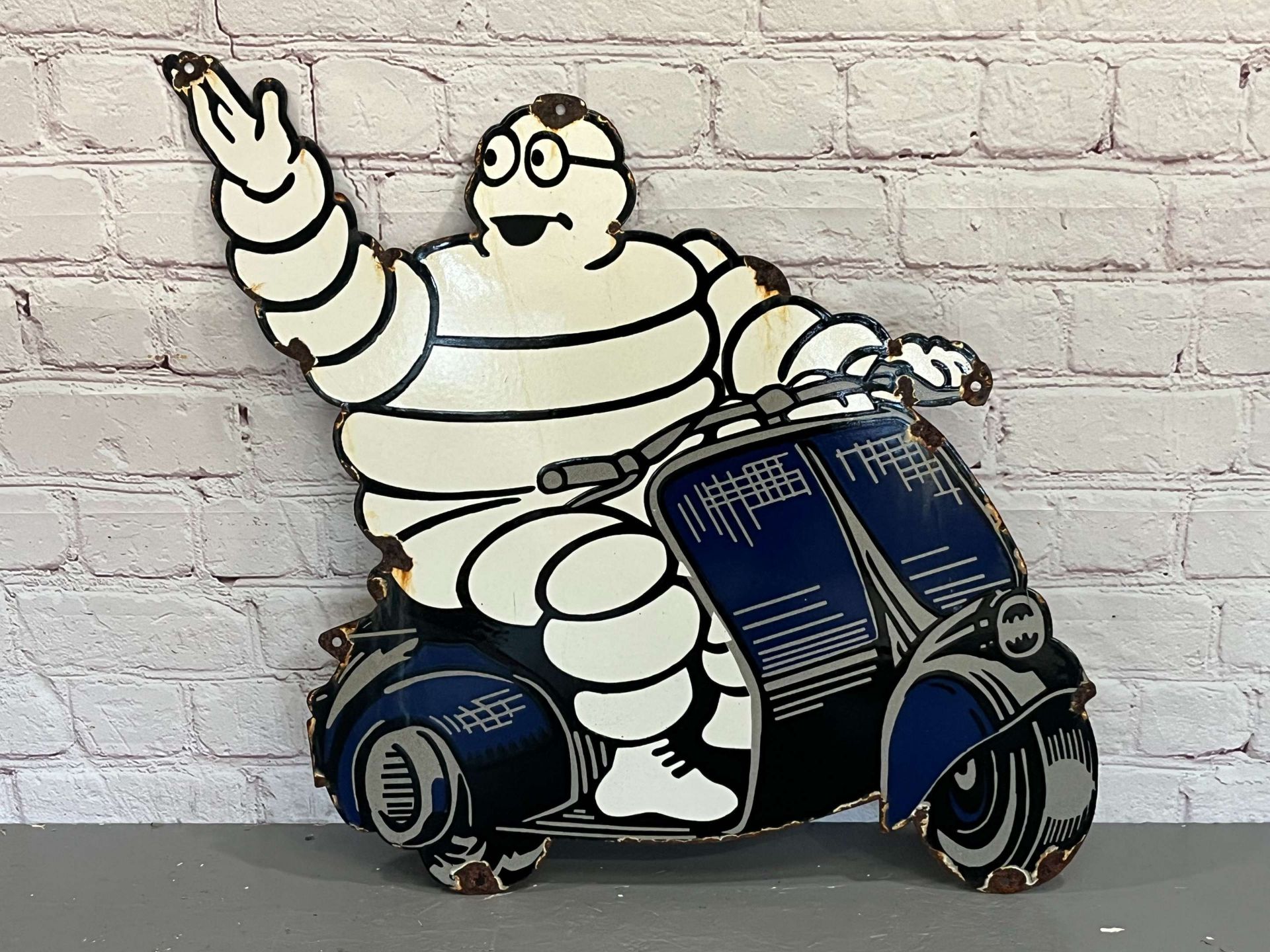 Michelin Man on a Scooter Enamel Sign&nbsp;