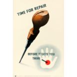 Propaganda Poster Carpentry Tools Work Safety Injury
