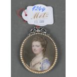 John Smart (1742/43-1811). Porträt einer Dame. Bunt gemalt in Puderfarben und aquarelliert auf Elfe