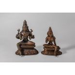 INDIAN BRONZE FIGURES OF SHIVA AND PARVATI