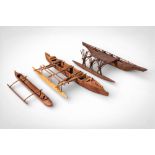 GROUP OF POLYNESIAN CANOE MODELS