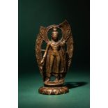 BRONZE FIGURE OF BUDDHA SHAKYAMUNI, KASHMIR OR WESTERN TIBET