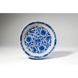 CHINESE BLUE AND WHITE LOTUS DISH, KANGXI MARK