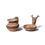 PAIR OF DAUNIAN TERRACOTTA BICHROME VESSELS, JUG AND KYATHOS