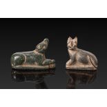 PAIR OF EGYPTIAN STONE CAT AMULETS