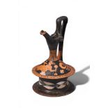 APULIAN RED-FIGURE EPICHYSIS WITH A SEATED MAENAD