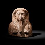 LARGE EGYPTIAN WOODEN SARCOPHAGUS MASK