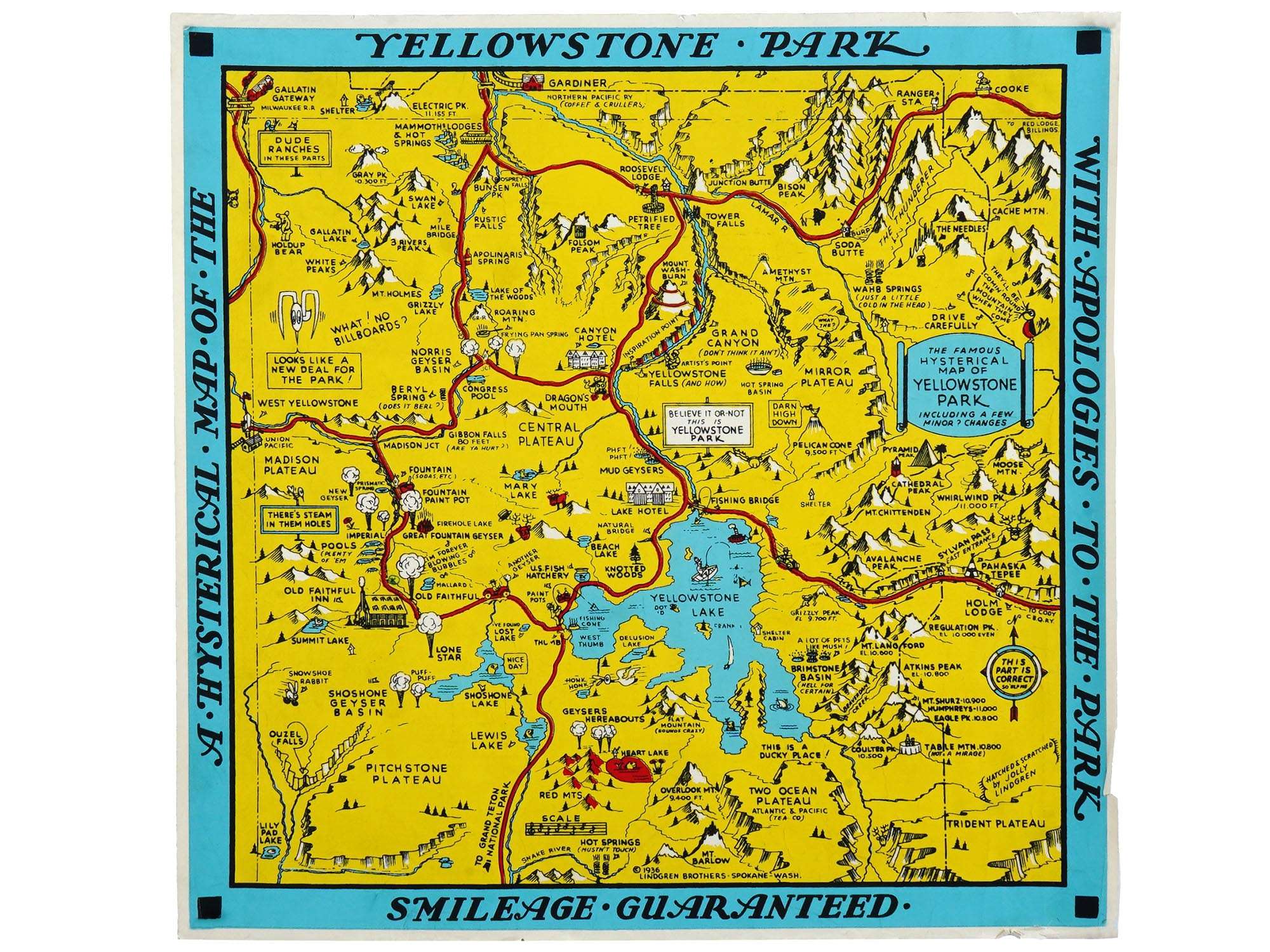 A Vintage American Poster Titled A Hysterical Map Of Yellowstone Park 0ffe27d3 A5a3 4cac 934f 