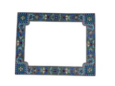 RUSSIAN SILVER AND CLOISONNE ENAMEL PICTURE FRAME