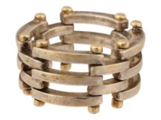 AMERICAN TIFFANY AND CO ST SILVER AND 14K GOLD RING