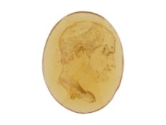 ANTIQUE CARVED INTAGLIO BEARDED MAN WITH CURLY HAIR
