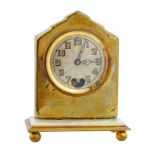 VTG SWISS SOLOMAX GILT BRASS CLOCK W MOTHER OF PEARL