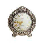 SEMCA SEVEN JEWELS SWISS DESK CLOCK SILVER FRAME