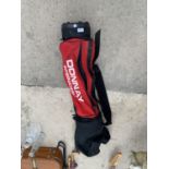 A GOLF BAG WITH AN ASSORTMENT OF CLUBS