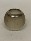 A VINTAGE GLASS MATCH STRIKER WITH A SILVER HALLMARKED RIM (HALLMARK WORN)