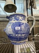 A LARGE BLUE AND WHITE SPODE JUG