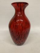 A LARGE MURANO CRANBERRY GLASS VASE, HEIGHT 35CM