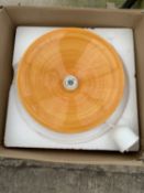 A DECORATIVE RETRO GLASS LIGHT FITTING