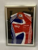 A FRAMED ADIDAS BRITISH CYCLING TEAM SKY LONG-SLEEVED JERSEY SIGNED BY CHRIS HOY