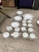 A COLLECTION OF SUSIE COPPER TEA SERVICE ITEMS TO INCLUDE PLATES AND CUPS AND SAUCERS ETC