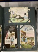 A FULL POSTCARD ALBUM (267 CARDS) FROM A YOUNG GIRL'S 1ST BIRTHDAY 1930 TO HER 19TH BIRTHDAY IN 1949