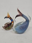 TWO MURANO GLASS ART FISH SCULPTURES