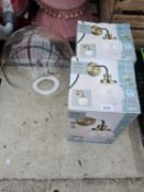 TWO LIGHT FITTINGS AND A LARGE GLASS SHADE