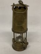 A VINTAGE ECCLES TYPE 6 BRASS MINER'S SAFETY LAMP - NO. B/28