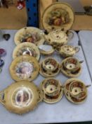 A COLLECTION OF AYNSLEY "ORCHARD GOLD" TO INCLUDE A TEAPOT, LIDDED SUGAR BOWL, MILK JUG, 4 TRIO'S,