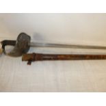 A QUEEN VICTORIA 1895/7 PATTERN INFANTRY OFFICERS SWORD AND SCABBARD 82CM BLADE WITH INSCRIPTION '