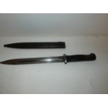 A WORLD WAR II NAZI GERMANY K98 BAYONET AND SCABBARD, 25CM BLADE STAMPED J. SCH, SCABBARD DATED
