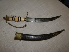 A KIAPAN PUREST KNIFE AND SCABBARD, 20CM BLADE, LENGTH 37CM
