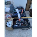 AN ASSORTMENT OF VARIOUS TOOLS TO INCLUDE A SPIRIT LEVEL, A CHALLENGE CIRCULAR SAW AND SPANNERS ETC
