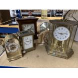 SIX CLOCKS TO INCLUDE A WALL CLOCK, TWO CARRIAGE CLOCKS AN ANNIVERSARY CLOCK, ETC