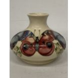 A MOORCROFT BUTTERFLY PATTEN SQUAT VASE, HEIGHT 12CM