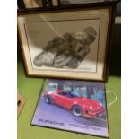 A LIMITED EDITION, 816/850 SIGNED CARL FOGARTY, WORLD SUPERBIKE CHAMPION PRINT PLUS A PRINT OF A