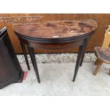A GEORGIAN MAHOGANY FOLD OVER TEA/GAMES TABLE, 36" WIDE