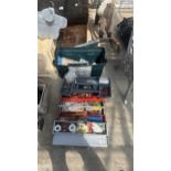 TWO TOOL BOXES WITH AN ASSORTMENT OF TOOLS TO INCLUDE SPANNERS, WIRE BRUSHES AND SCREW DRIVERS ETC