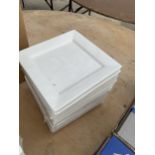 A SACK OF FIFTEEEN WHITE SQUARE PLATES