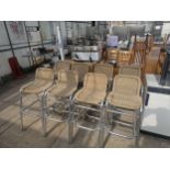 EIGHT TALL BAR STOOLS