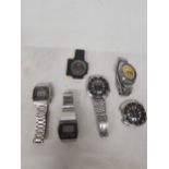 A COLLECTION OF 1970s SEIKO WRIST WATCHES - CHRONOGRAPH, DIVER, QUARTZ, LCD, AUTOMATIC ETC. SOME