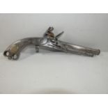 A SCOTTISH ALL STEEL FLINTLOCK NON FIRING BELT PISTOL, 19CM BARREL, LENGTH 33CM