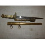 A WORLD WAR II NAZI GERMANY KRIEGSMARINE DAGGER AND SCABBARD, 25CM BLADE WITH ACID ETCHED