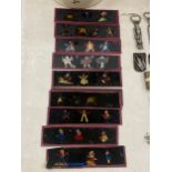 A COLLECTION OF TEN VICTORIAN HAND PAINTED GLASS MAGIC LANTERN SLIDES FEATURING CARTOON STYLE