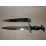 A REPLICA GERMAN SS DAGGER AND SCABBARD, 21.5CM BLADE