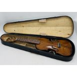 An unusual cased early 20th century violin ukulele - Overall length 70cm