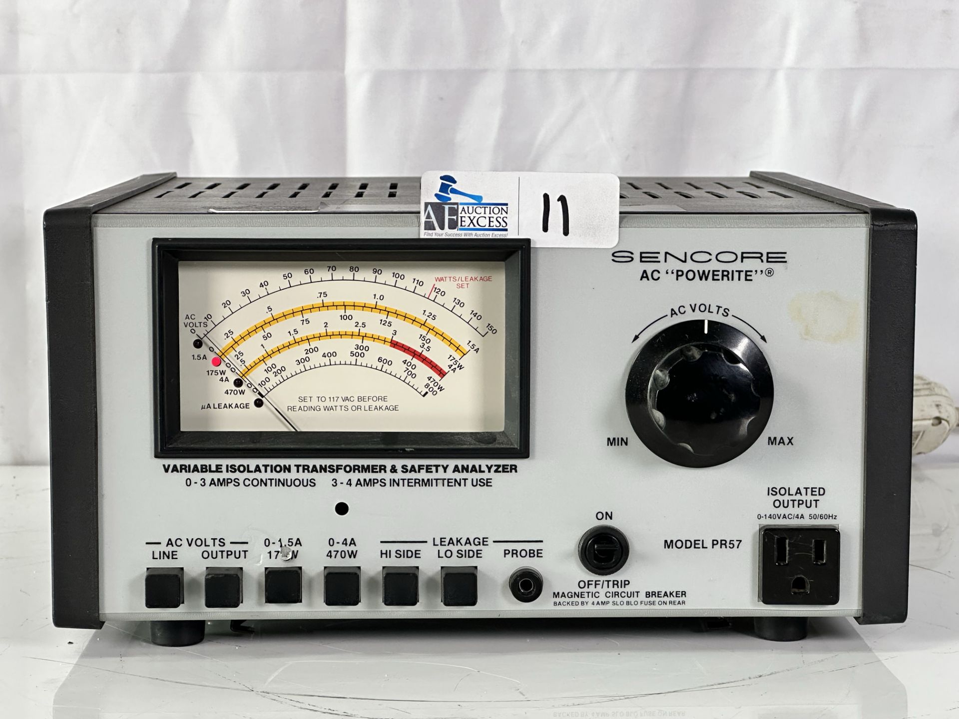 Sencore Vb200 Sencore PR-57 Powerite Variable Isolation Transformer & Safety ...