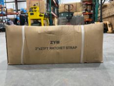 UNUSED ZYM 2in X 27FT RATCHET STRAPS, APPROX 10PCS IN BOX