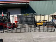 ( 1 ) SET OF UNUSED 20FT BI PARTING WROUGHT IRON GATES, 10FT EACH PIECE (20FT TOTAL WIDTH). 2 PIE...