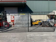 ( 1 ) SET OF UNUSED 20FT BI PARTING WROUGHT IRON GATES, 10FT EACH PIECE (20FT TOTAL WIDTH). 2 PIE...